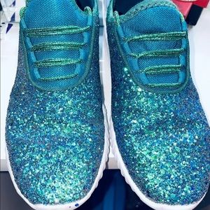 forever blue glitter shoes, size 6